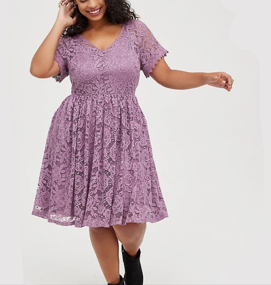 💜Torrid Purple Lace Skater Dress